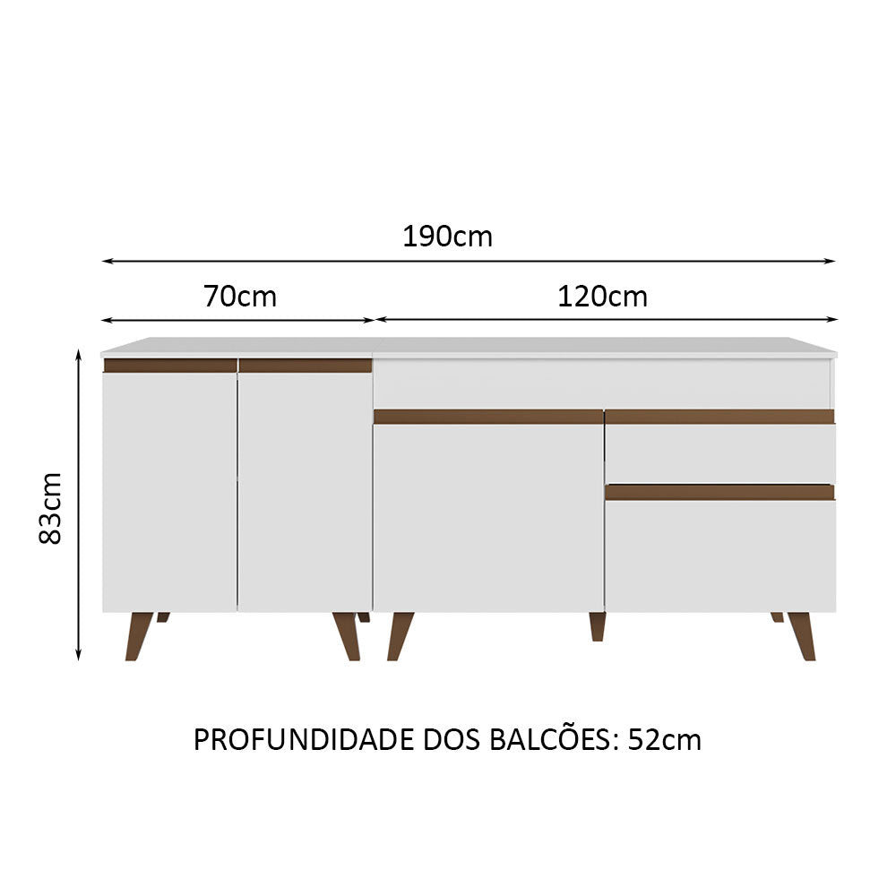 Kit con 2 Gabinetes de Cocina Madesa Reims 4 Puertas 1 Cajón (Con Encimera) Blanco