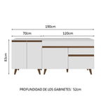 Kit 2 Gabinetes Bajos de Cocina 190 cm Blanco Reims Madesa