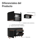 Cocina Compacta 190 x 52 cm 5 Puertas 1 Cajón Negro Reims Madesa 04
