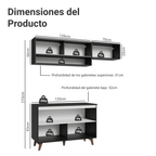 Cocina Compacta 190 x 52 cm 5 Puertas Negro Reims Madesa 07