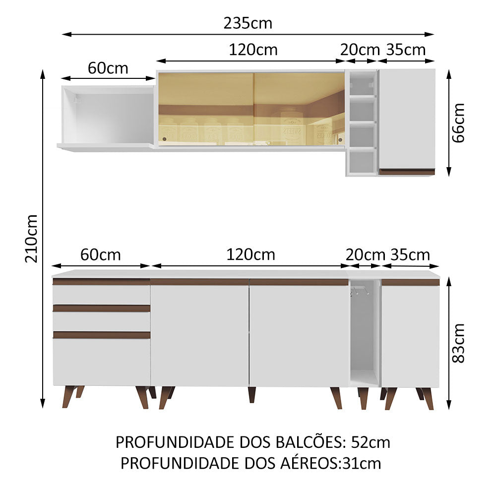 Cocina Integral 235cm Blanco Reims 01