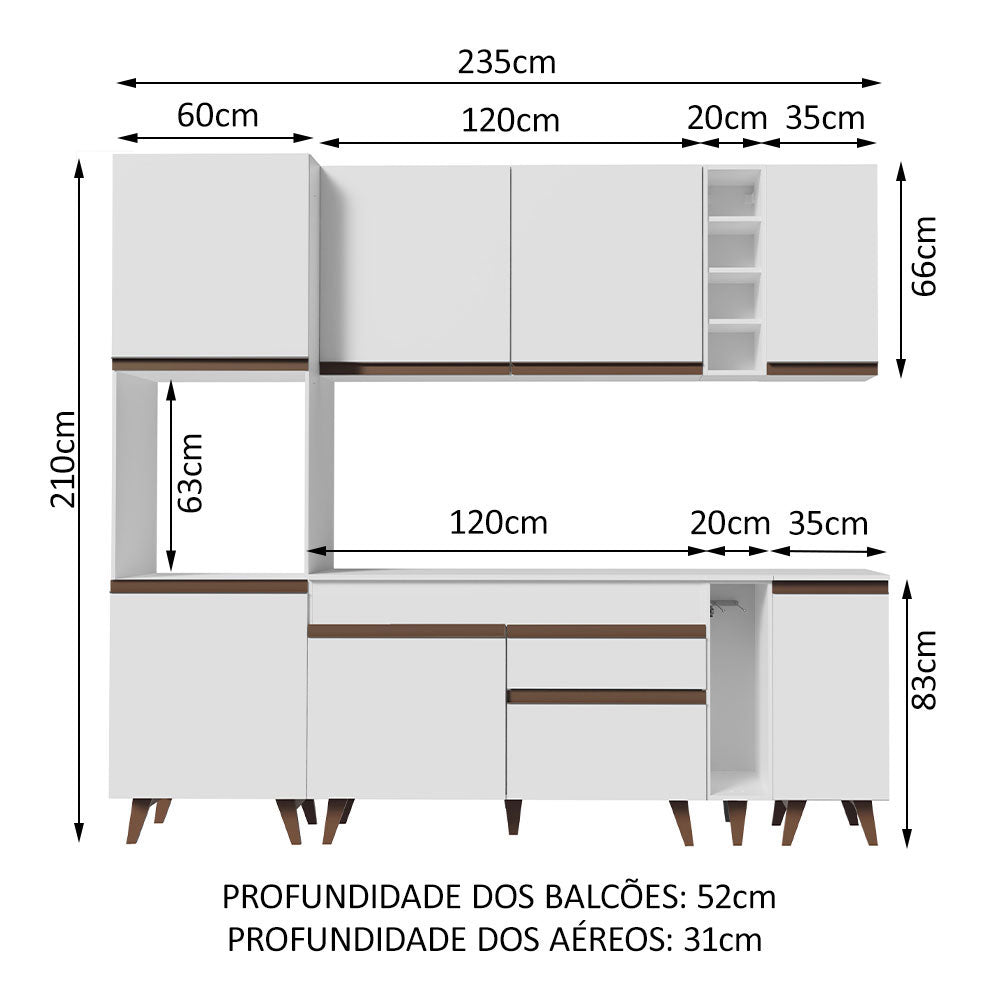 Cocina Integral 235cm Blanco Reims Madesa 02