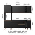 Cocina Compacta 235 cm Con Mueble para Horno Negro Reims Madesa