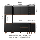 Cocina Integral 235cm Negro Reims Madesa 02