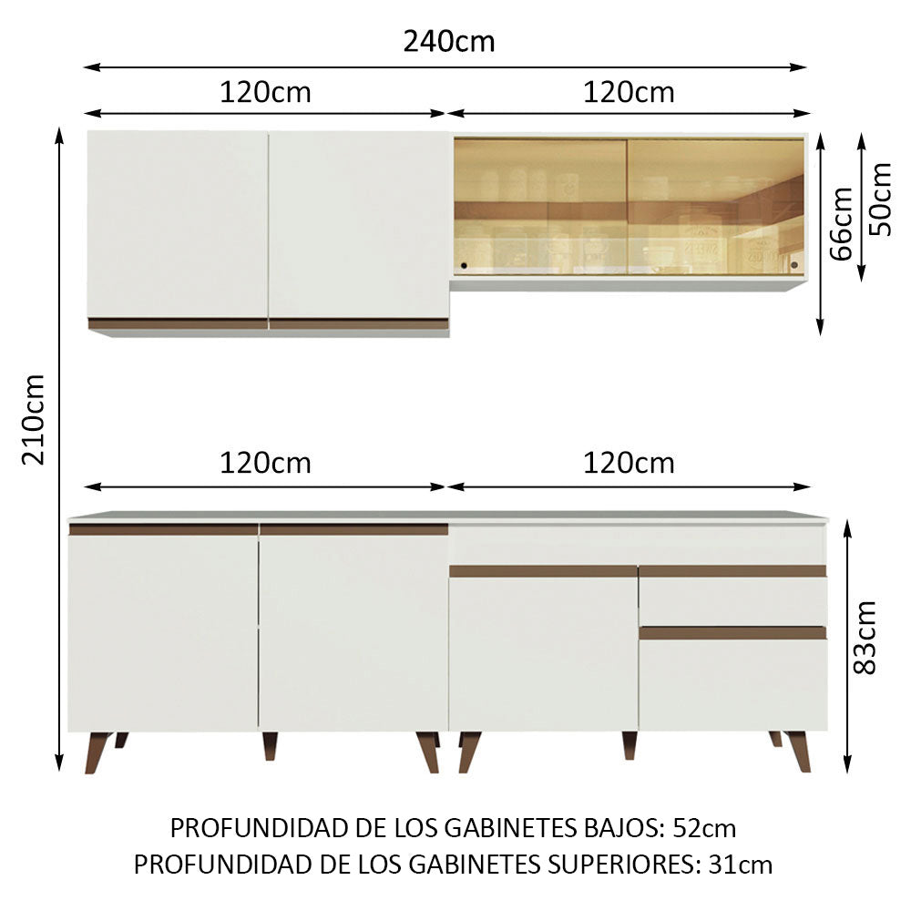 Cocina Integral 240 cm Blanco Reims Madesa