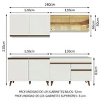 Cocina Integral 240 cm Blanco Reims Madesa