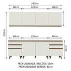 Cocina Integral 240 x 52 cm 6 Puertas 6 Cajones Blanco Reims Madesa