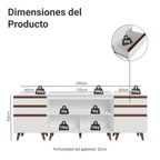 Kit 3 Gabinetes Bajos de Cocina 240 cm Blanco Reims Madesa