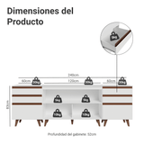 Kit con 3 Gabinetes de Cocina con Encimera 240cm Blanco Reims