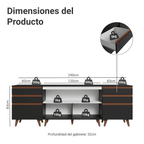 Kit 3 Gabinetes Bajos de Cocina 240 cm Negro Reims Madesa