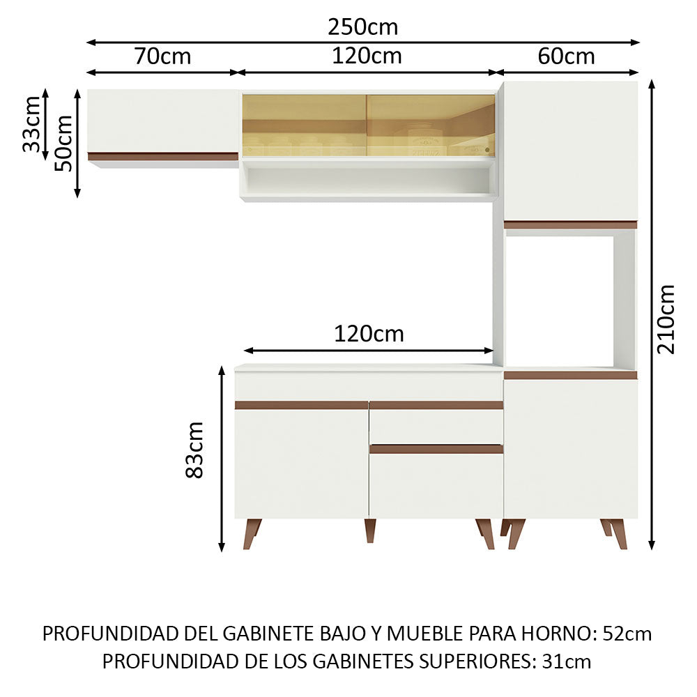 Cocina Integral 250cm Blanco Reims Madesa 04