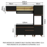 Cocina Integral 250cm Negro Reims Madesa 04
