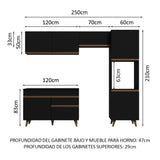 Cocina Integral 250cm Negro Reims Madesa 05
