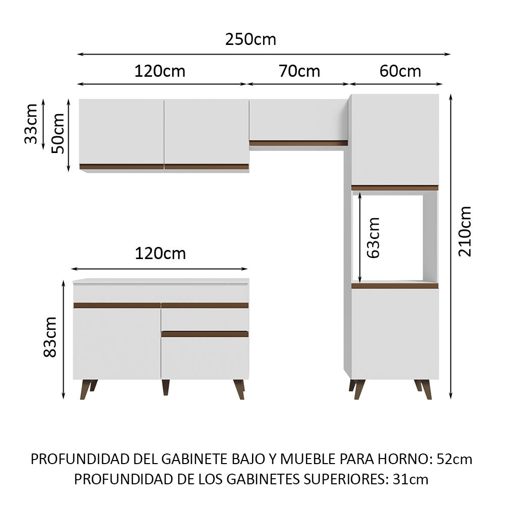Cocina Integral 250cm Blanco Reims Madesa 06