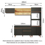 Cocina Integral 260 cm Negro/Marrón Reims 01