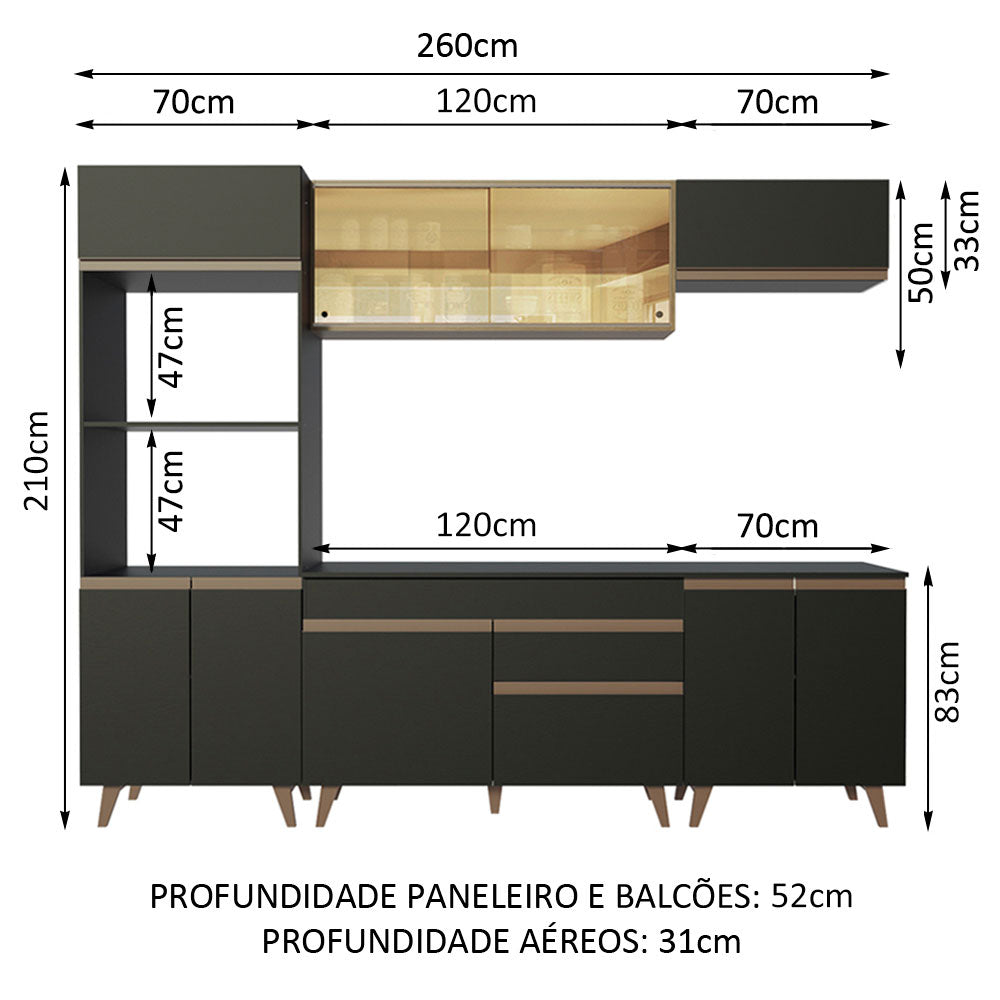 Cocina Integral 260 cm Reims Negro/Marrón 02