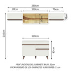 Cocina Integral 260 x 52 cm 6 Puertas 1 Cajón Blanco Reims Madesa