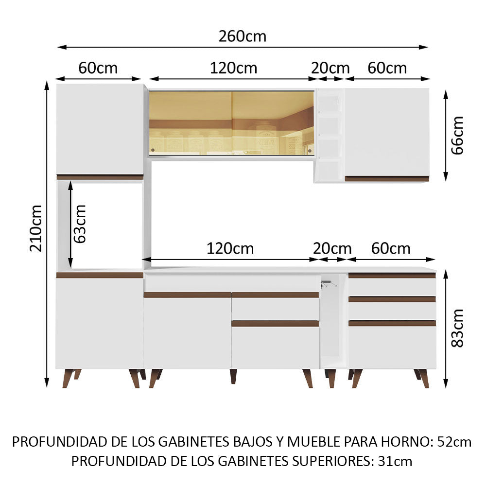 Cocina Integral 260cm Blanco Reims Madesa 04