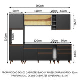 Cocina Integral 260cm Negro Reims Madesa 04