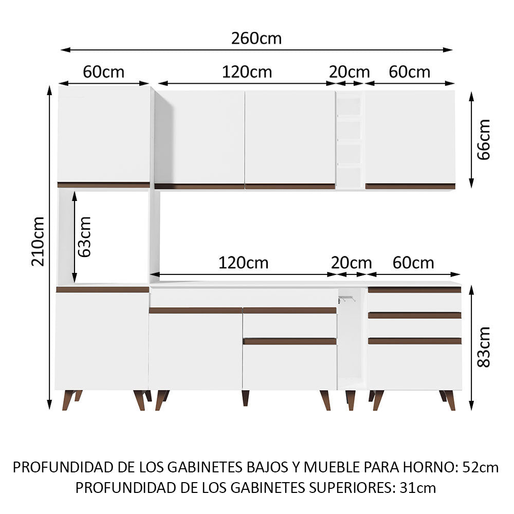 Cocina Integral 260cm Blanco Reims Madesa 05