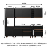 Cocina Integral 260cm Negro Reims Madesa 05