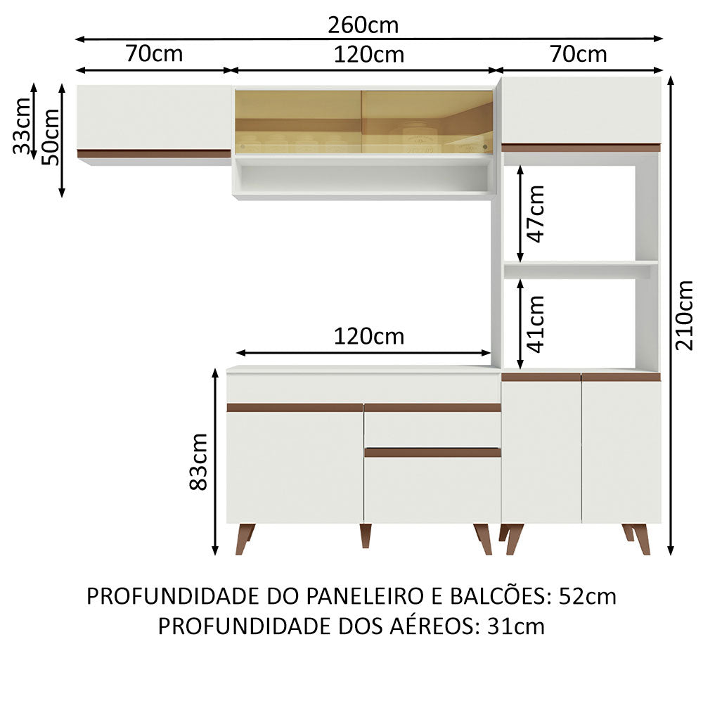 Cocina Integral 260cm Blanco Reims Madesa 07