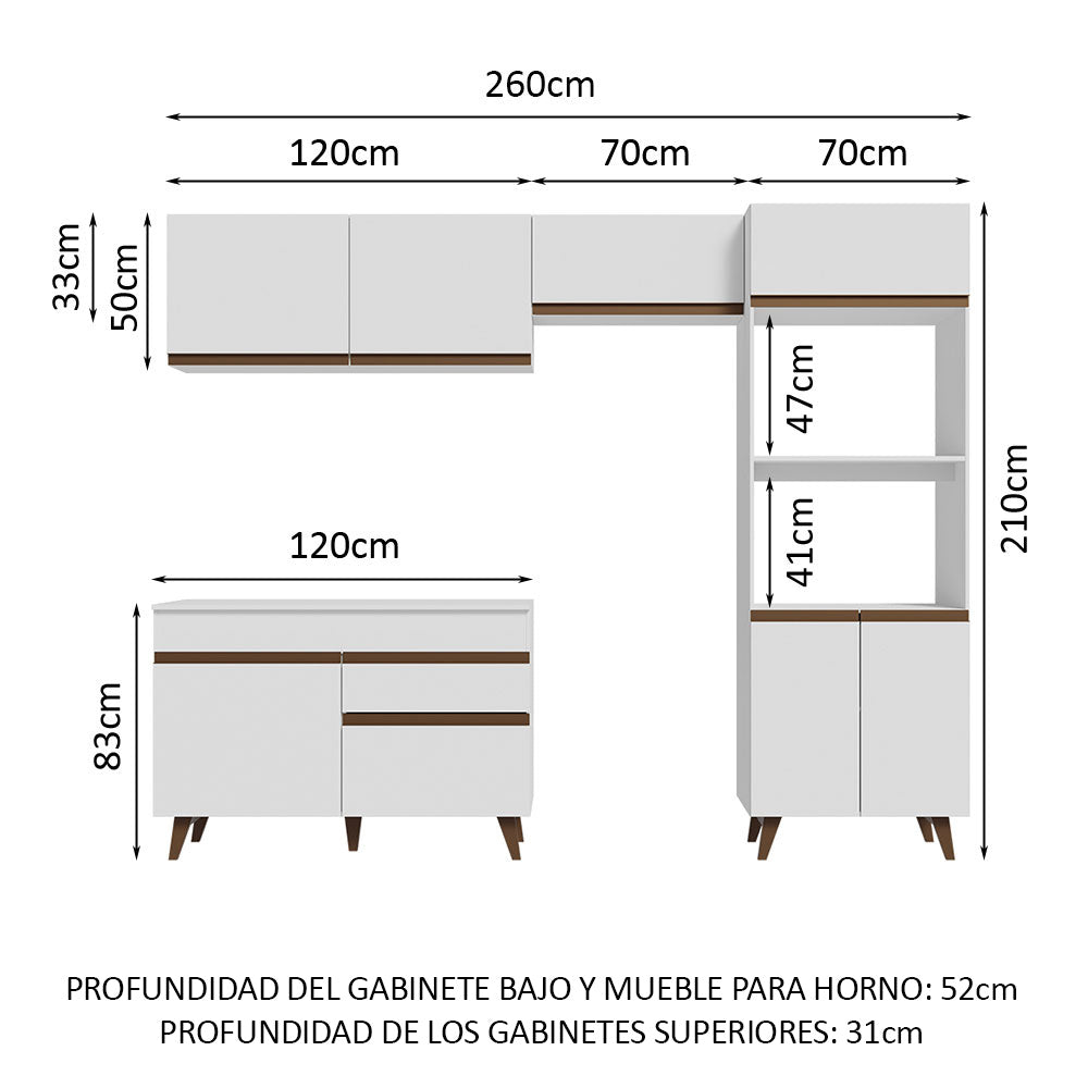 Cocina Integral 260 cm Blanco Reims 09