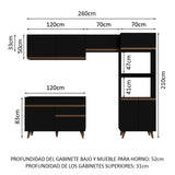 Cocina Integral Madesa Reims 260009 con Gabinete y Mueble Bajo Negro