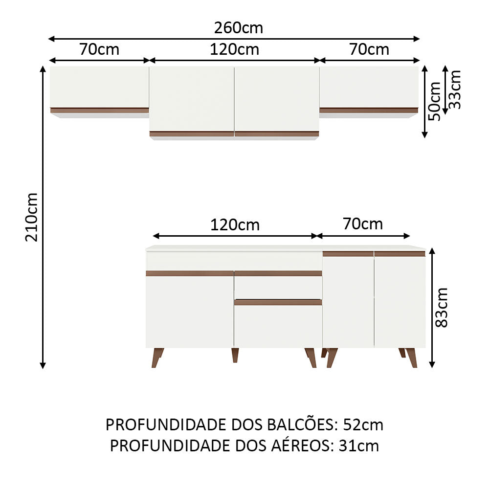 Cocina Integral 260cm Blanco Reims 10