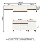 Cocina Integral 260 x 52 cm 8 Puertas 1 Cajón Blanco Reims Madesa 10