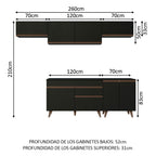 Cocina Integral 260 x 52 cm 8 Puertas 1 Cajón Negro Reims Madesa 10