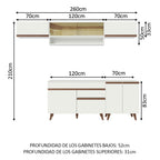 Cocina Integral 260 x 52 cm 8 Puertas 1 Cajón Blanco Reims Madesa 11