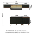 Cocina Integral 260 x 52 cm 8 Puertas 1 Cajón Negro Reims Madesa 11