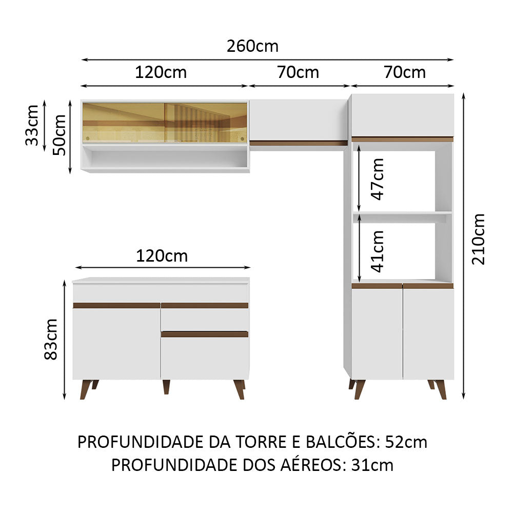 Cocina Integral 260cm Blanco Reims 12