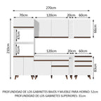 Cocina Integral 270 x 52 cm 8 Puertas 4 Cajones Con Mueble para Horno Blanco Reims Madesa 02