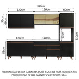 Cocina Integral 300cm Negro Reims Madesa 01