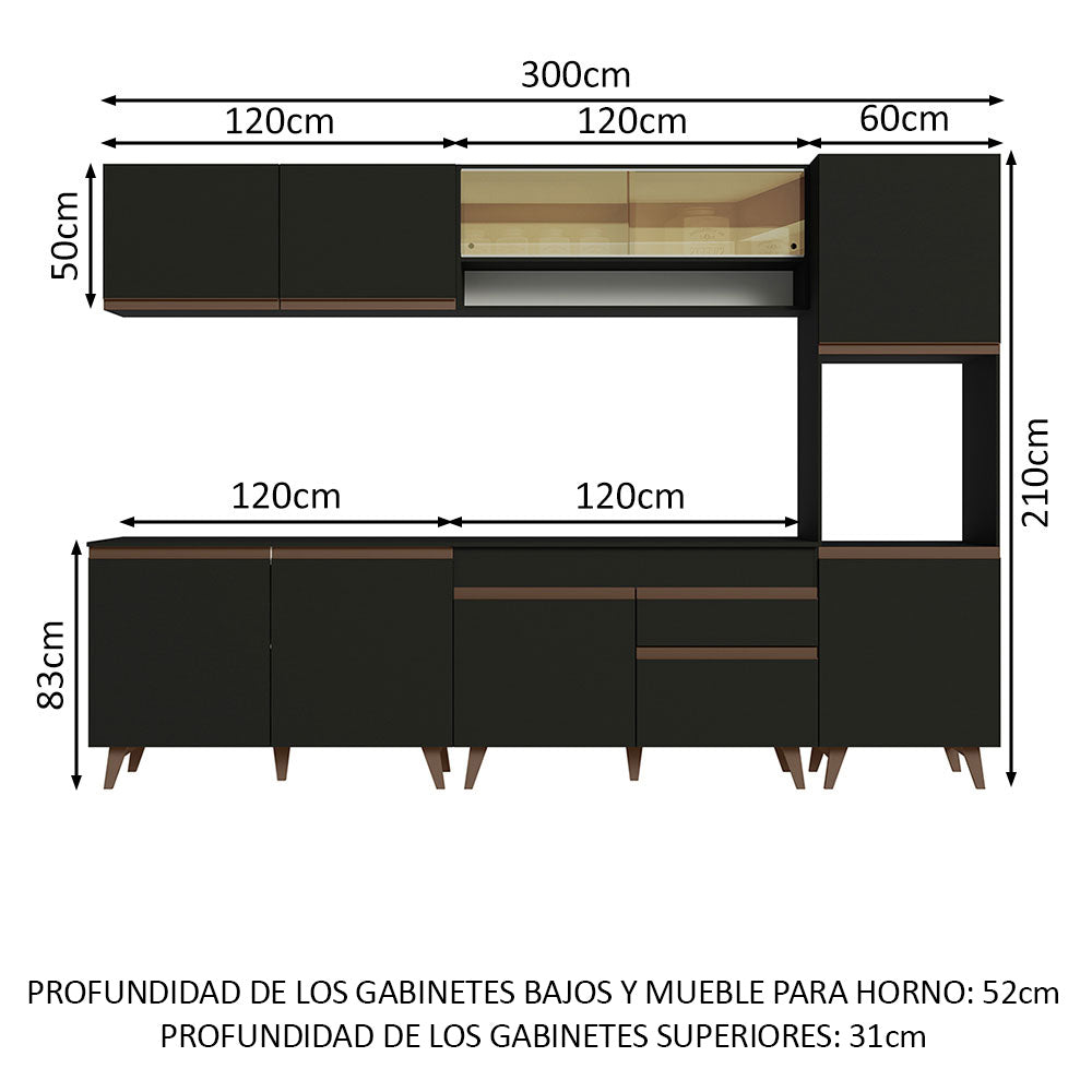 Cocina Integral 300cm Negro Reims Madesa 02