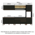 Cocina Integral 300 cm Con Mueble para Horno Negro Reims Madesa