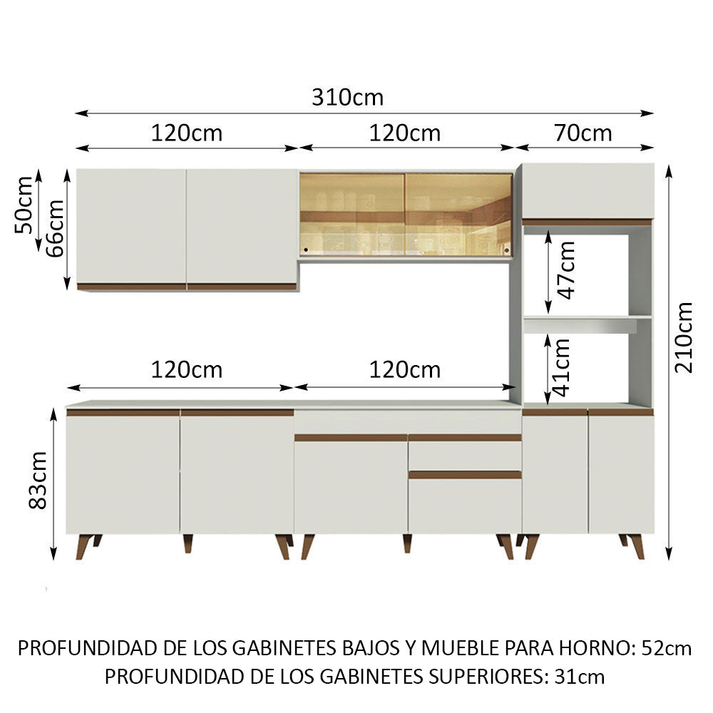 Cocina Integral 310 cm Blanco Reims 01