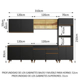 Cocina Integral 310 cm Reims Negro/Marrón 01