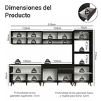 Cocina Integral 310 x 52 cm 11 Puertas 1 Cajón Con Mueble para Horno Negro Reims Madesa 02