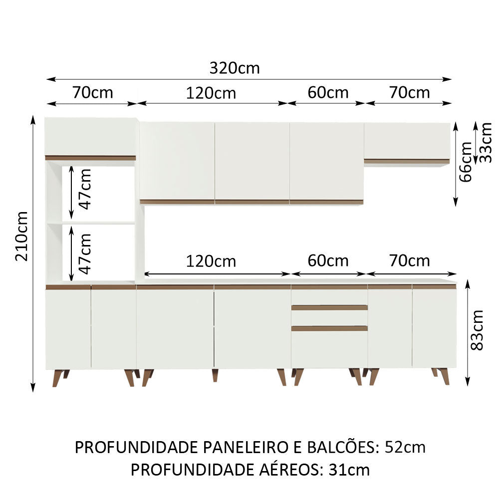Cocina Integral 320cm Blanco Reims 02