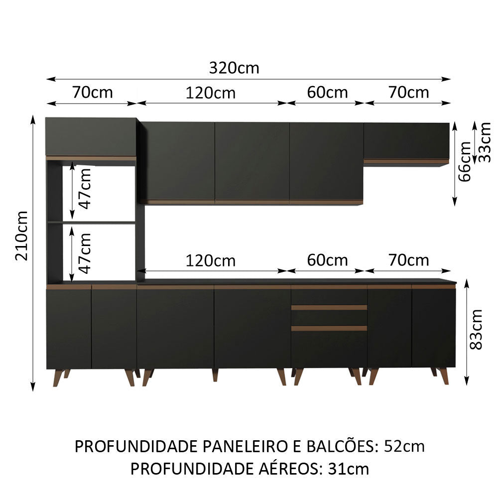 Cocina Integral 320cm Reims Negro 02