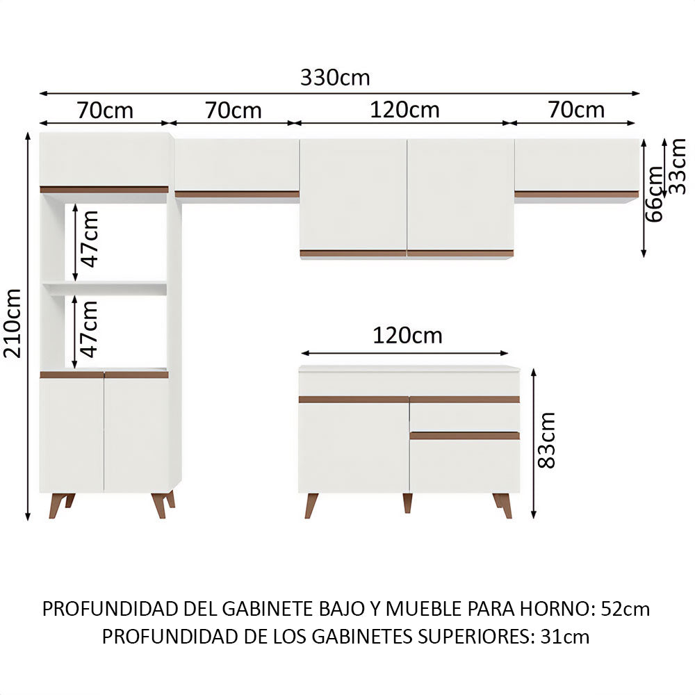 Cocina Integral 330 cm Blanco Reims 01