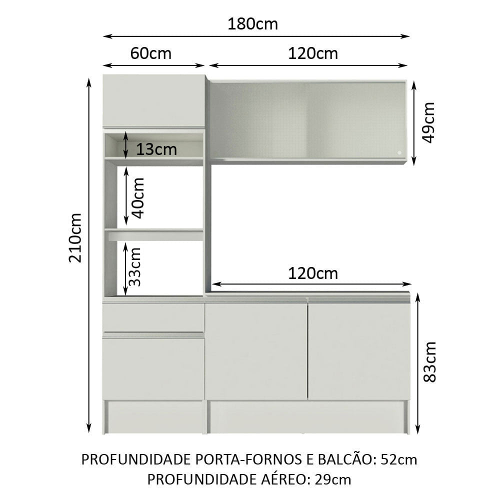 Cocina Compacta 180cm Blanco Topazio Madesa 01
