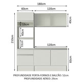 Cocina Compacta 180cm Blanco Topazio Madesa 01