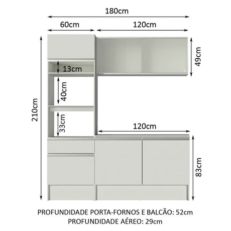 Cocina Compacta 180cm Blanco Topazio Madesa 01