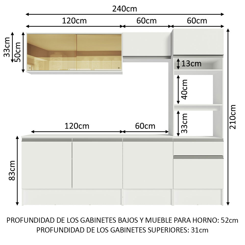 Cocina Integral 240cm Blanco Diamante 06