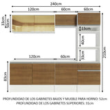 Cocina Integral 240cm Blanco/Marrón Diamante 06