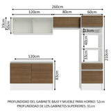 Cocina Integral 260cm Blanco/Marrón Topazio 01